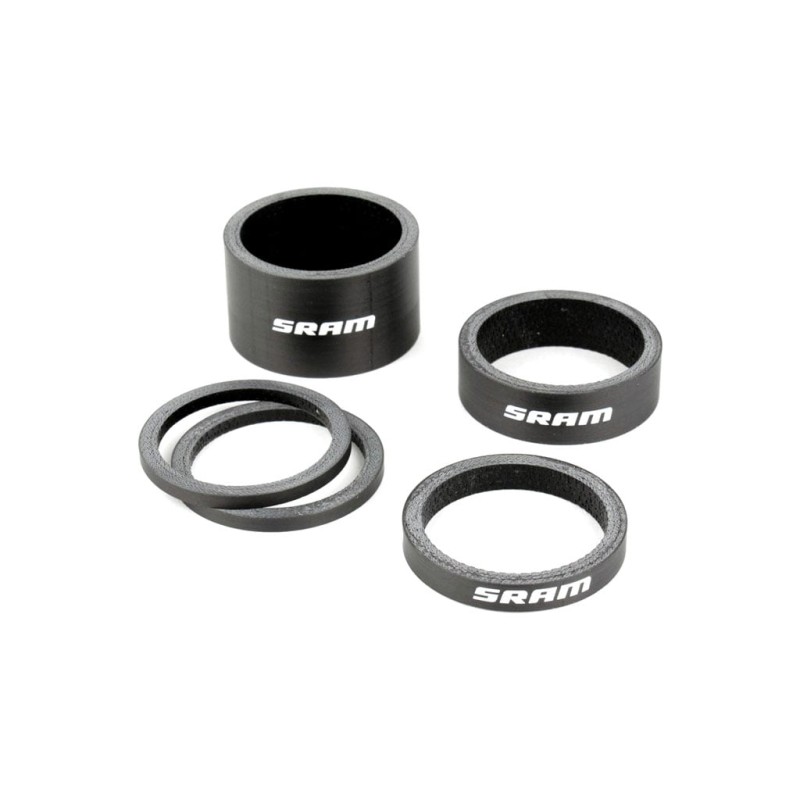RS KIT ESPACIADOR HORQUILLA CARBON (2.5MM X 2, 5MM X 1, 10MM X 1, 20MM X 1) LOGO SRAM BLANCO