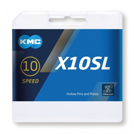 Chaîne argent KMC KMC X10SL 1/2" x 11/128",114 maillons,5.88mm,10v.