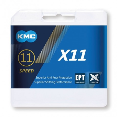 Chaîne KMC X11 EPT 1/2" x 11/128" 118 maillons 5.65mm 11v.