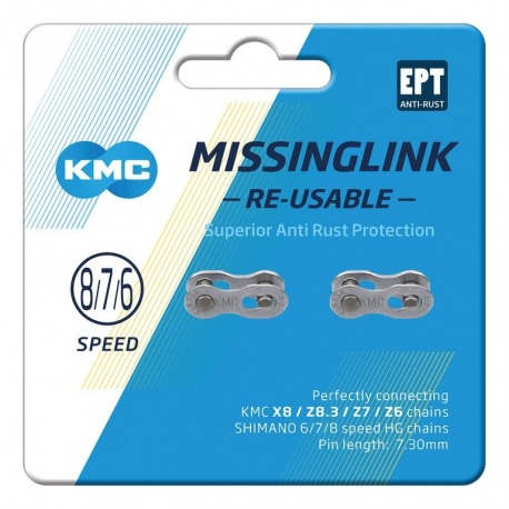 Missinglink KMC 7/8R EPT argent 2 pièces, pour chaînes de 7,3 mm, C78EPTR73