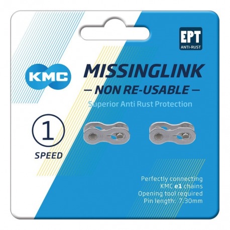 Missinglink KMC e1NR EPT argent 2pc, 1/2" x 3/32", étroit, p. kmc e1