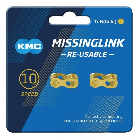 Missinglink KMC 10R Ti-N or 2 pcs., pour chaînes de 5,88 mm, or, 10-v.