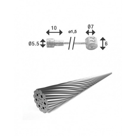 XLC Cable de freno 2250mm, Ø 1,5mm, incl. 2 boquillas