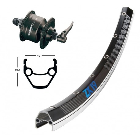 Roue avant 26x1.75 di.Axle 3N72 ne.QR 36 ab. Exal ZX 19 ne./pl. Niro ne radios