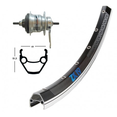 Rueda Trasera 28x1.75 Shimano 7 marchas 36 aguj. ZX 19 negro/plata radios Niro