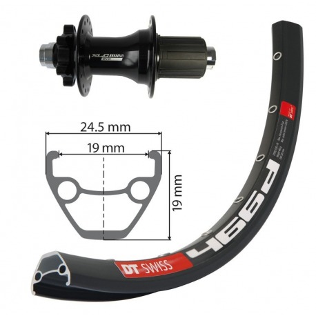 RT 26x1,9 XLC 6 trous ne. TA 12 32L DT Swiss D466 DISK ne.,Rayons Niro(ne)