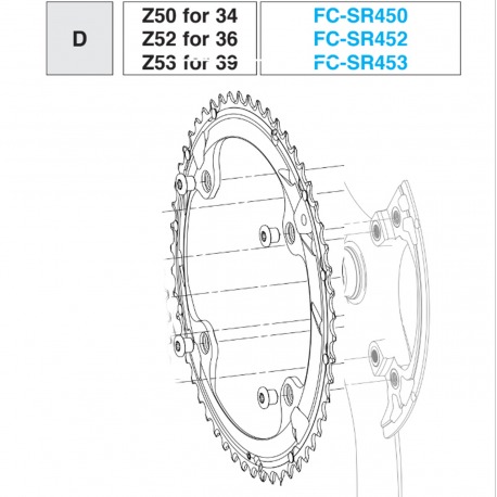 Plateau Super Record 12v FC-SR450 50 pour 34 dents + vis