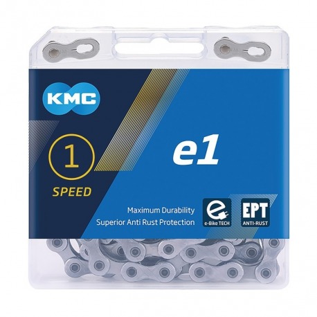 Chaîne KMC e1 EPT pour moyeu de dérailleur 1/2 x 3/32", étroit, 130 esl., argent