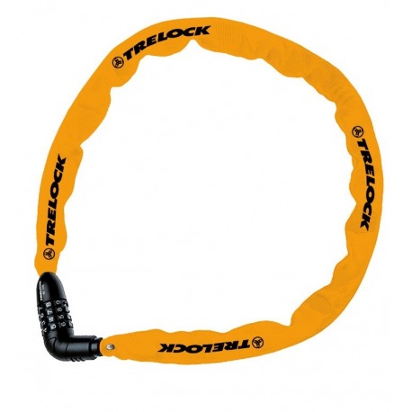chaîne antirr Trelock combi 110cm, Ø 4mm BC 115/110/4, orange, sans support