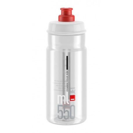 Bidón Elite Jet 550ml, transparente/rojo