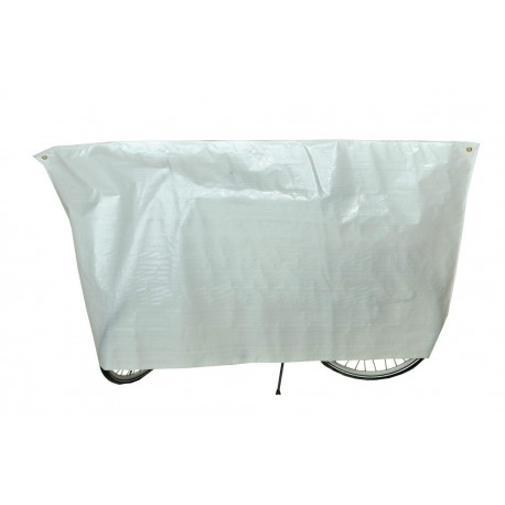 Housse de protection pour vélo Classic VK 110 x 210 cm, blanche, avec oeillets et corde