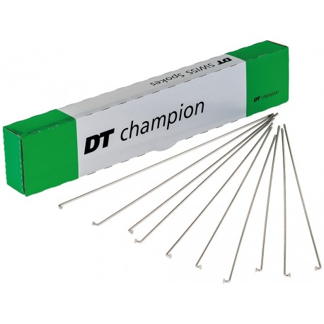 Rayons DT Swiss Champion M 2x250mm boîte 100 u., argent, Niro, sans mamelon