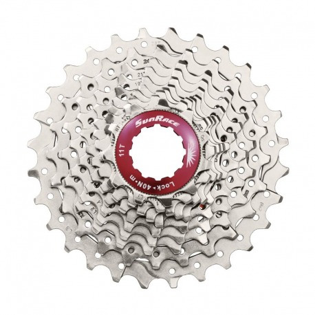 CASSETTE SUNRACE ALUMINIUM ROUGE METAL 10V.(11-32)