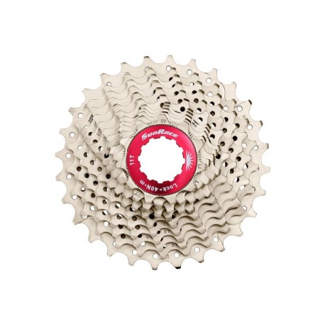 CASSETTE SUNRACE ALUMINIUM ROUGE METAL 11V.(11-28)