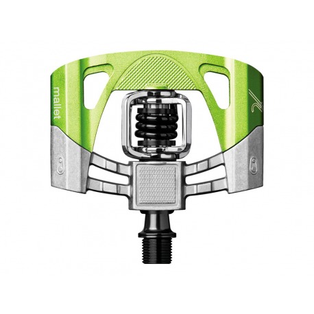 PÉDALES À RESSORT CRANK BROTHERS MALLET 2 RAW & GREEN / BLACK