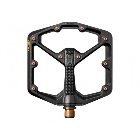 pédales CRANK BROTHERS STAMP 11 LARGE NOIR & OR (KIT DE BROCHES SUPPLÉMENTAIRES INCLUS)