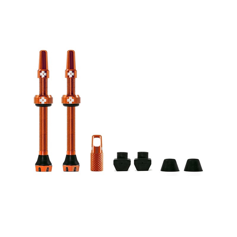 JEU DE VALVES TUBELESS MUC-OFF V2 60mm ORANGE