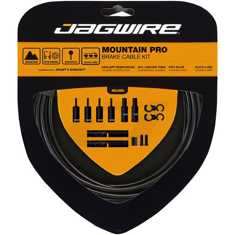 JAGWIRE PRO KIT CÂBLE/GAINE DE FREIN AVANT/ARRIÈRE POUR VTT SRAM/SHIMANO RENFORCÉ KEVLAR NOIR