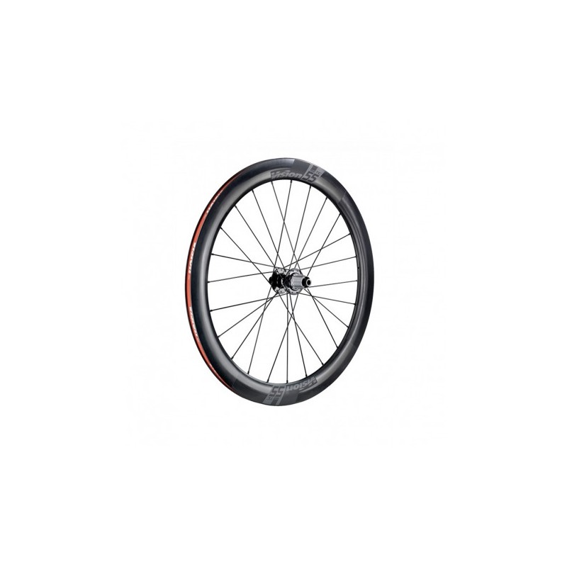 PAIRE DE ROUES VISION TC 55 DISQUE CENTERLOCK TUBELESS READY PNEUS SHIMANO HG11 NOIR CARBONE