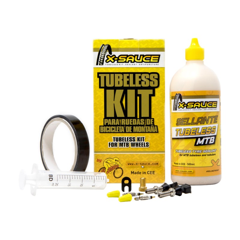 KIT X-SAUCE VALVE FINE VTT TUBELESS - RUBAN NOIR 27mm