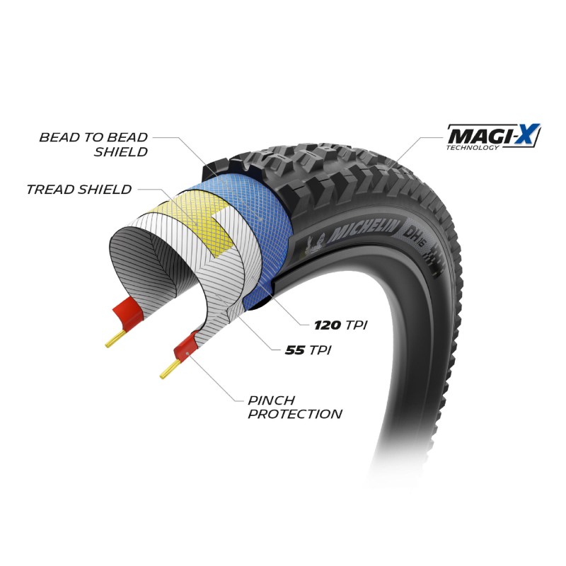 PNEU COURSE PLIABLE MICHELIN DH 16 TRL 27,5x2,40 FONCÉ