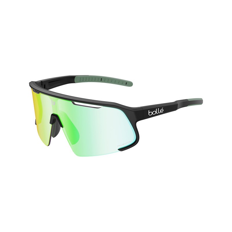 LUNETTES BOLLE SPEEDCHASER NOIR MAT PHANTOM LIGHT VERT LENTILLE PHOTOCHROMATIQUE